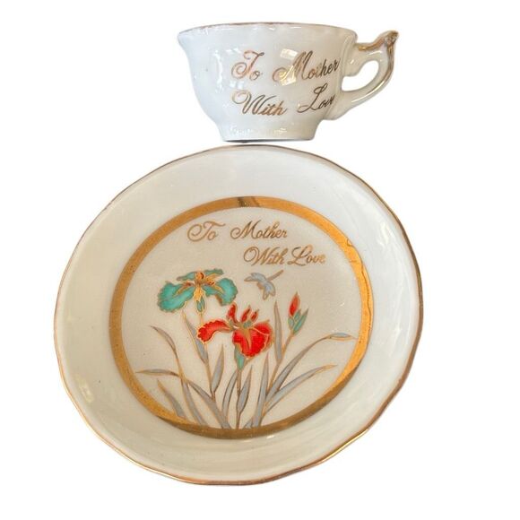 To Mother With Love Mini Tea Cup Set Japan - Picture 1 of 8